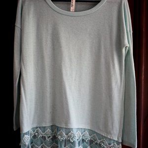 Turquoise Long Sleeved Lace Tunic